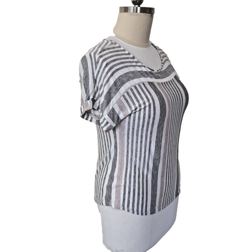 Late August - Grey, Beige, Tan Short Sleeve Dolman Top L - Picture 2 of 12